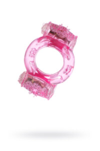 Эрекционное кольцо на пенис с двойной вибрацией, TOYFA,  TPE, розовый